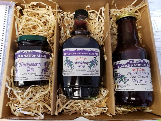 Montana Gift Box: Wild Huckleberry Syrup, Jam, and Topping. - Click Image to Close